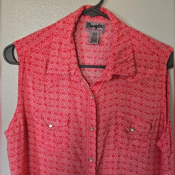 Wrangler | Red Sleeveless Western Shirt Size Large - Picture 1 of 8